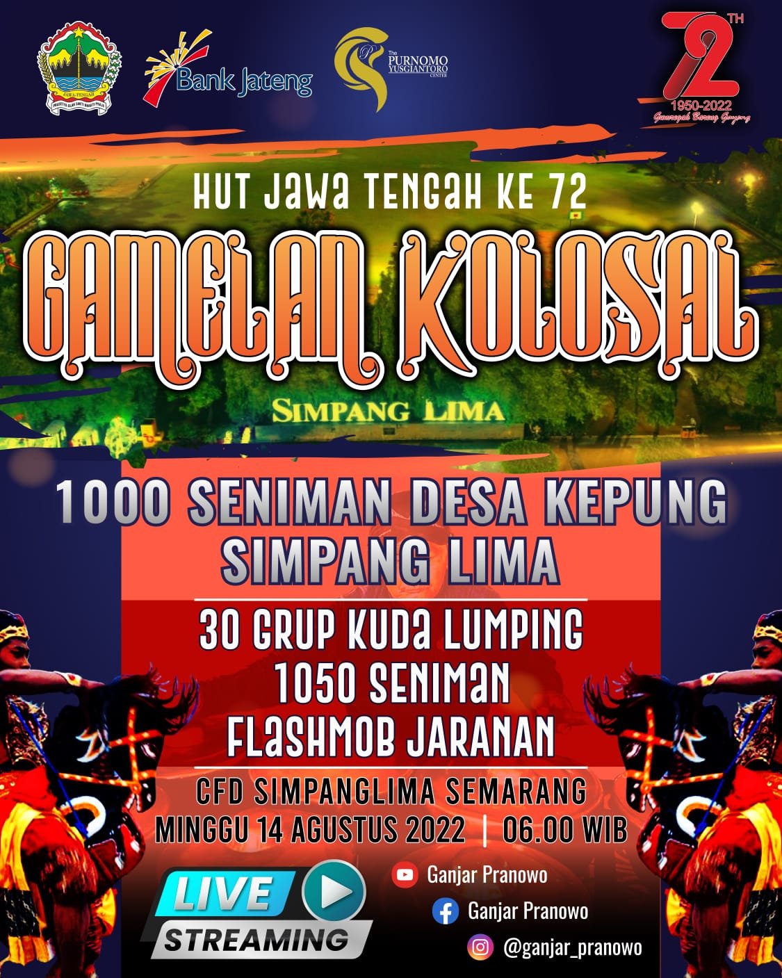 Ribuan Seniman Akan Ramaikan Pertunjukan Gamelan Kolosal di Simpang Lima Semarang